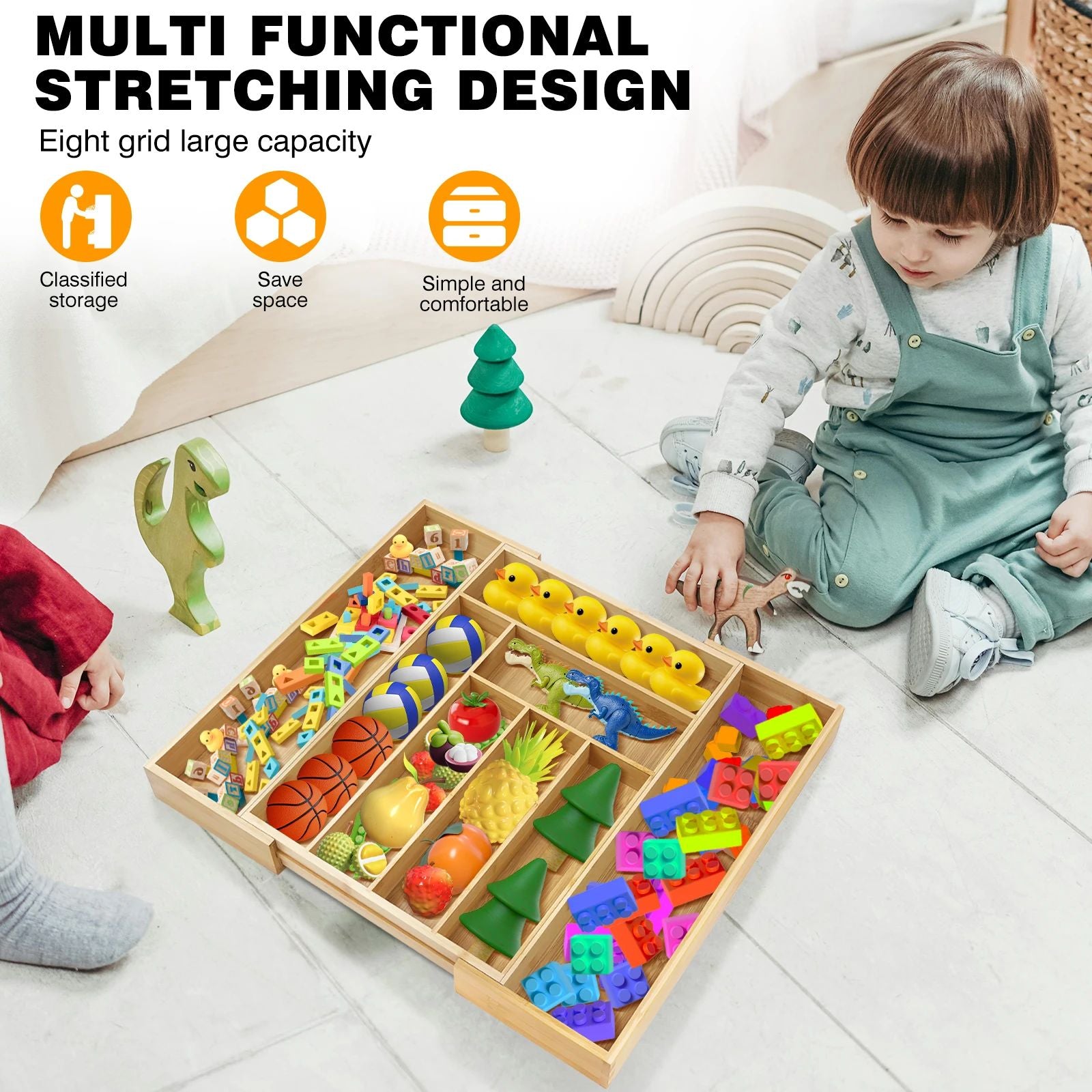 Bambus-Besteckkasten, ausziehbar